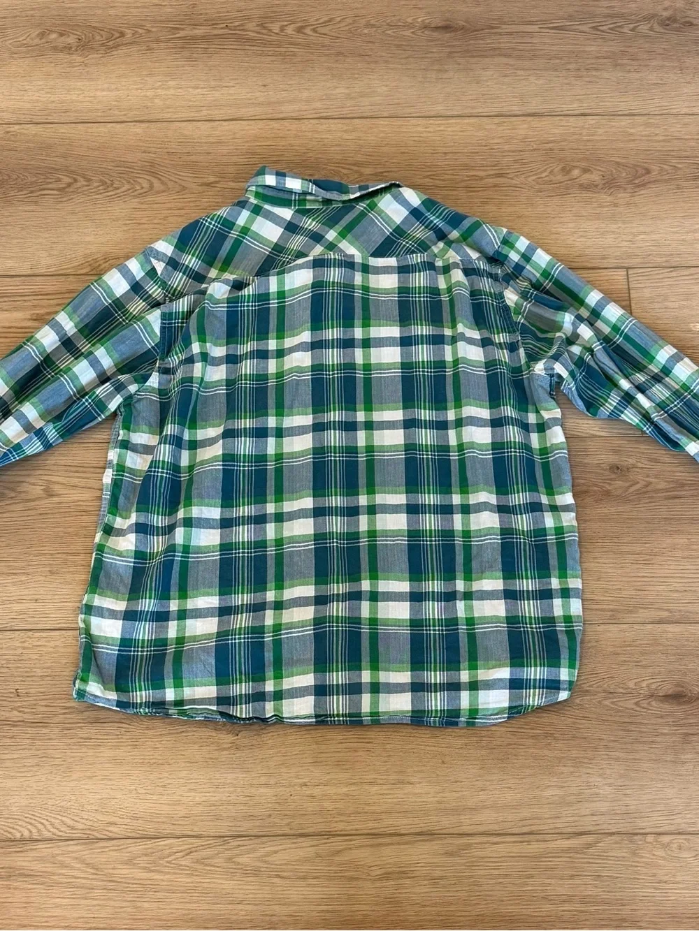 The North Face Heritage XL Plaid Button Up Flannel Shirt Green Blue Cotton